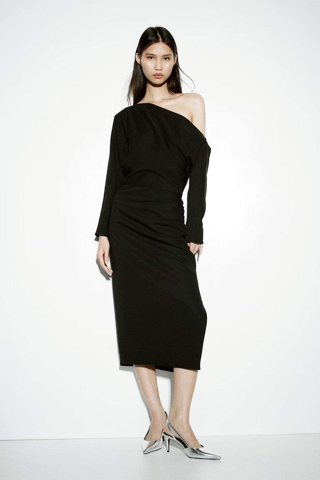 H&M Draped One-Shoulder Dress