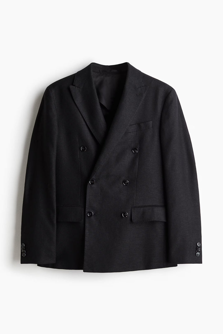 H&M Relaxed-Fit Double-Breasted Linen-Blend Jacket