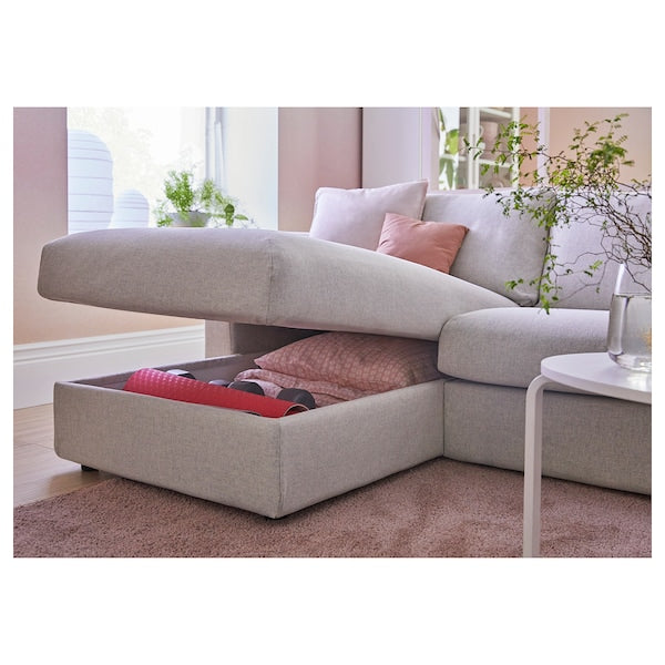 IKEA FINNALA 3-seat sleeper sofa with chaise, Gunnared beige