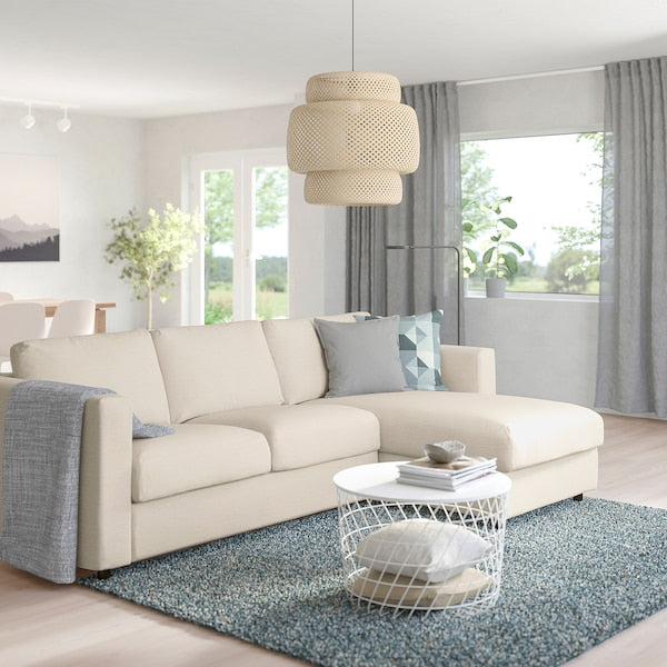 IKEA FINNALA 3-seat sleeper sofa with chaise, Gunnared beige