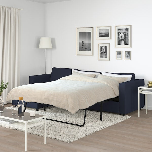 IKEA FINNALA 3-seat sleeper sofa with chaise, Orrsta black-blue