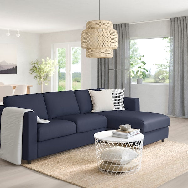 IKEA FINNALA 3-seat sleeper sofa with chaise, Orrsta black-blue
