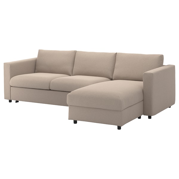 IKEA FINNALA 3-seat sleeper sofa with chaise, Tallmyra beige