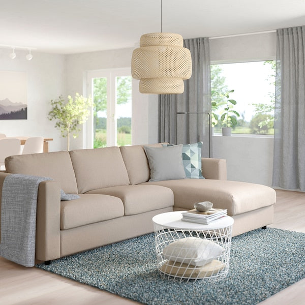 IKEA FINNALA 3-seat sleeper sofa with chaise, Tallmyra beige