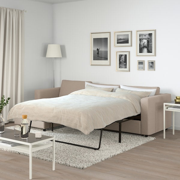IKEA FINNALA 3-seat sleeper sofa with chaise, Tallmyra beige