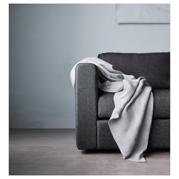 IKEA FINNALA 3-seat sleeper sofa with chaise, Tallmyra black/gray