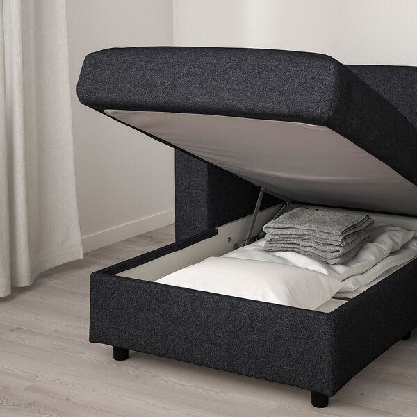 IKEA FINNALA 3-seat sleeper sofa with chaise, Tallmyra black/gray