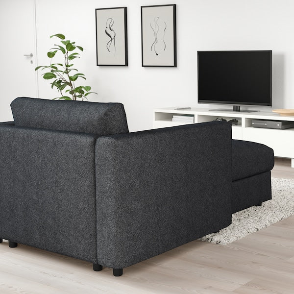 IKEA FINNALA Chaise, Tallmyra black/gray