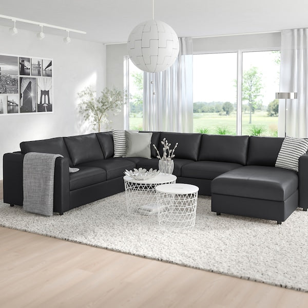 IKEA FINNALA Sectional, 5-seat corner, with chaise/Grann/Bomstad black
