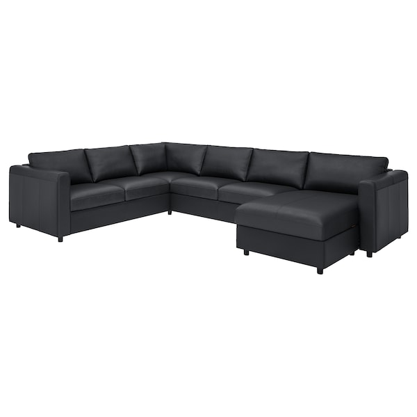 IKEA FINNALA Sectional, 5-seat corner, with chaise/Grann/Bomstad black