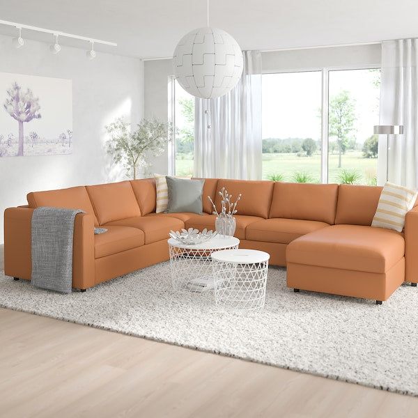 IKEA FINNALA Sectional, 5-seat corner, with chaise/Grann/Bomstad golden brown