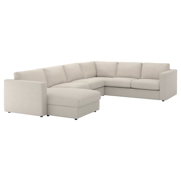 IKEA FINNALA Sectional, 5-seat corner, with chaise/Gunnared beige