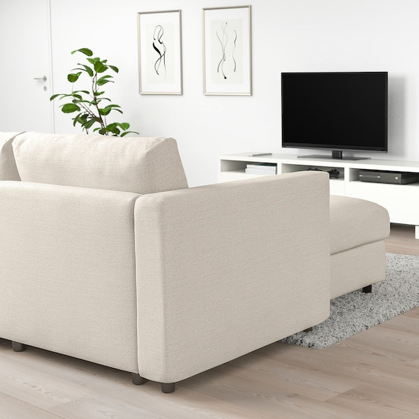IKEA FINNALA Sectional, 5-seat corner, with chaise/Gunnared beige