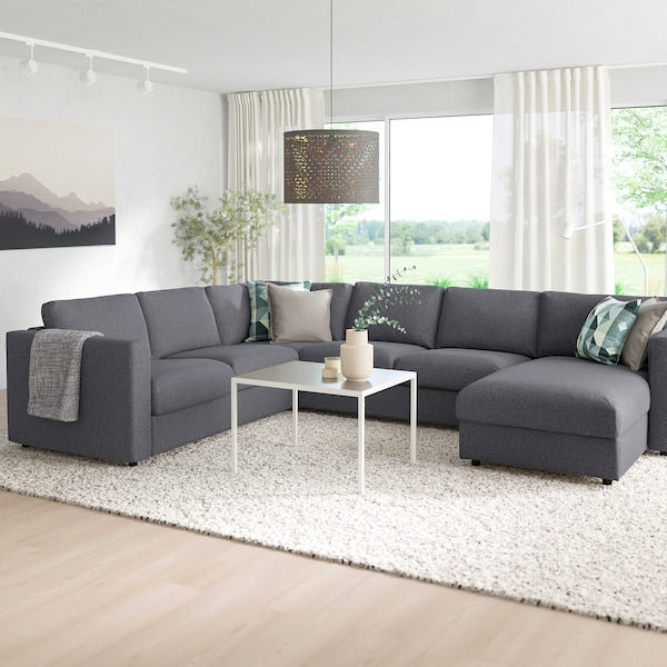 IKEA FINNALA Sectional, 5-seat corner, with chaise/Gunnared medium gray