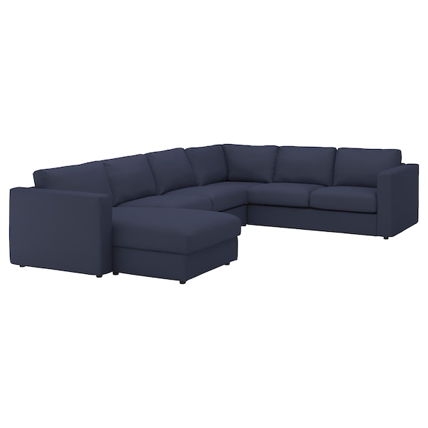 IKEA FINNALA Sectional, 5-seat corner, with chaise/Orrsta black-blue