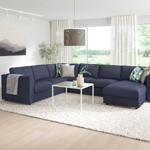IKEA FINNALA Sectional, 5-seat corner, with chaise/Orrsta black-blue