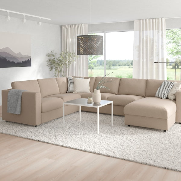 IKEA FINNALA Sectional, 5-seat corner, with chaise/Tallmyra beige