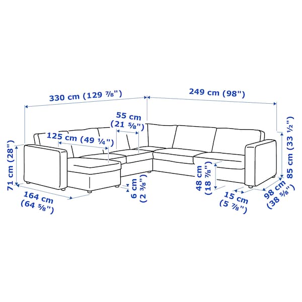 IKEA FINNALA Sectional, 5-seat corner, with chaise/Tallmyra beige