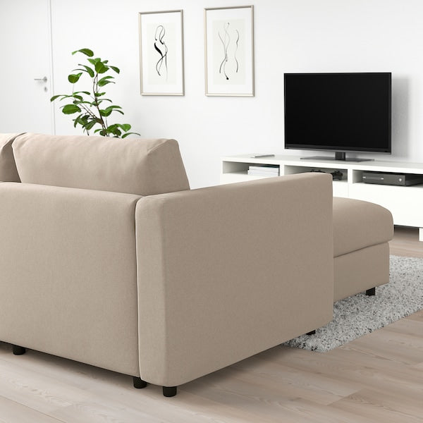 IKEA FINNALA Sectional, 5-seat corner, with chaise/Tallmyra beige
