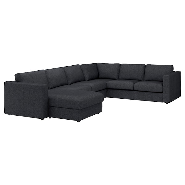 IKEA FINNALA Sectional, 5-seat corner, with chaise/Tallmyra black/gray