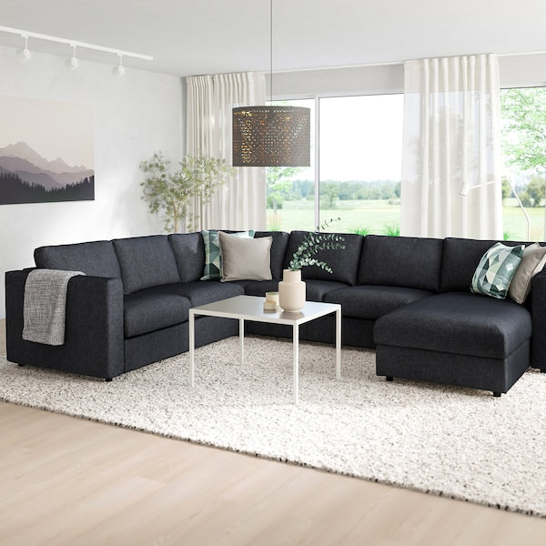 IKEA FINNALA Sectional, 5-seat corner, with chaise/Tallmyra black/gray