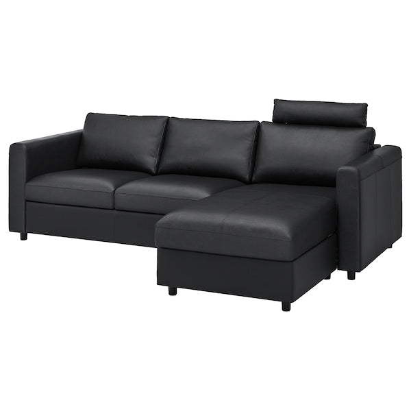 IKEA FINNALA Sofa with chaise, with headrest/Grann/Bomstad black