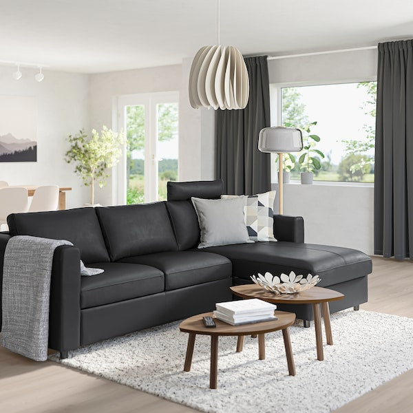 IKEA FINNALA Sofa with chaise, with headrest/Grann/Bomstad black