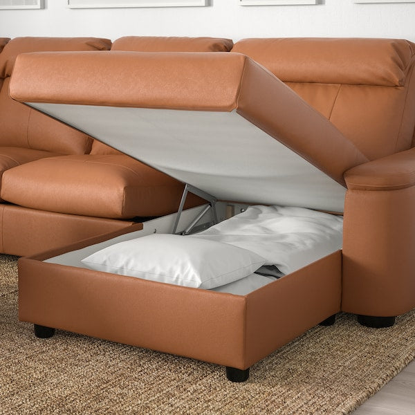 IKEA FINNALA Sofa with chaise, with headrest/Grann/Bomstad golden brown