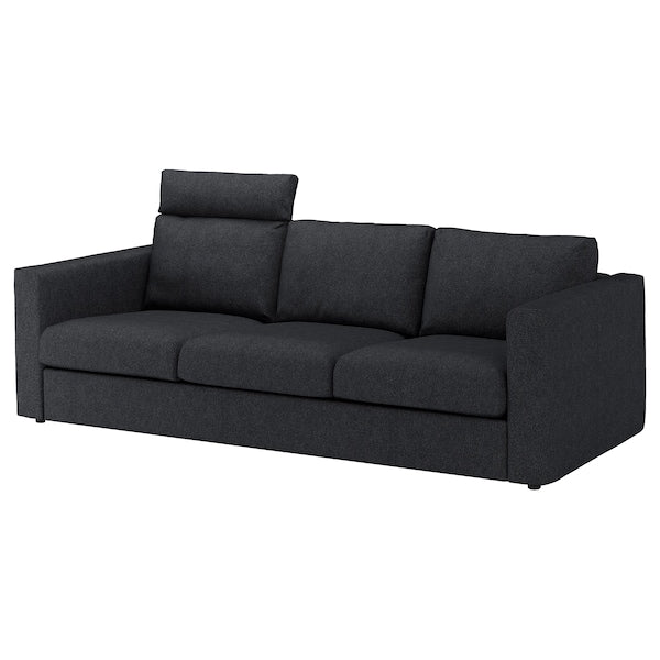 IKEA FINNALA Sofa, with headrest/Tallmyra black/gray