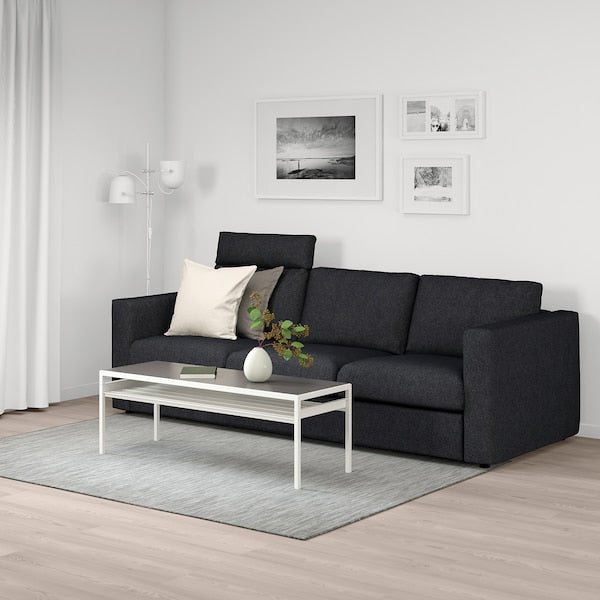 IKEA FINNALA Sofa, with headrest/Tallmyra black/gray