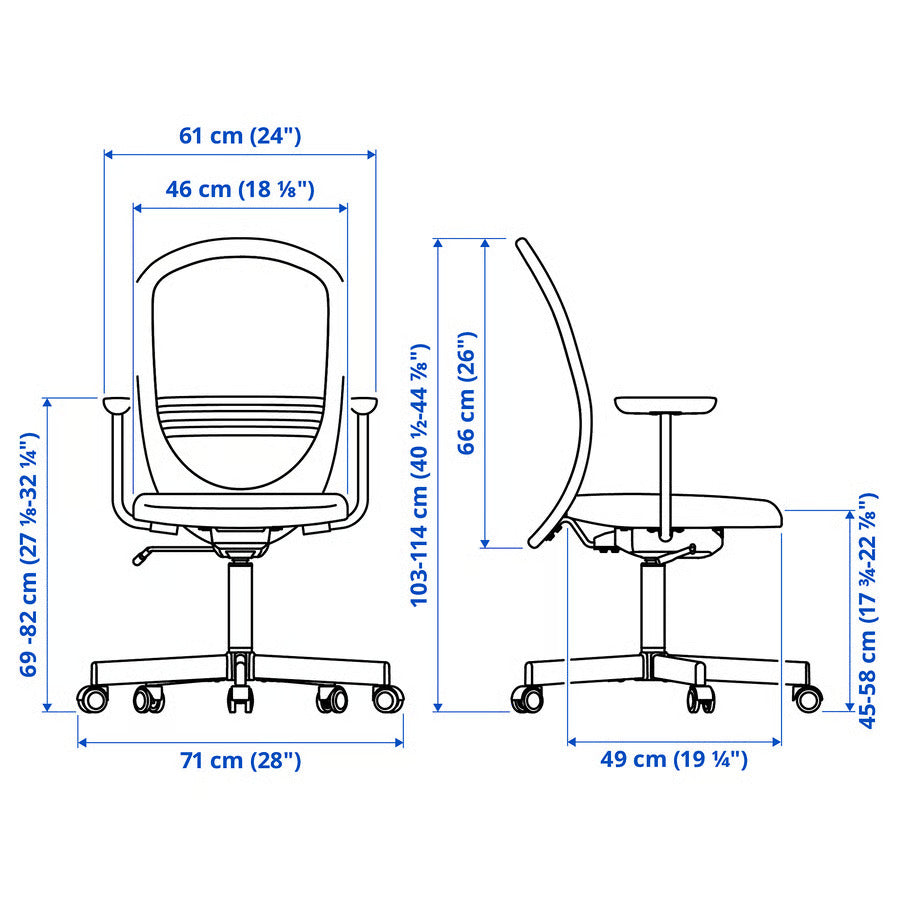 Ikea FLINTAN Office chair with armrests, beige