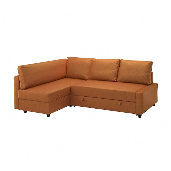 IKEA FRIHETEN / KLAGSHAMN Sleeper sectional,3 seat w/storage, Faringe brown-orange