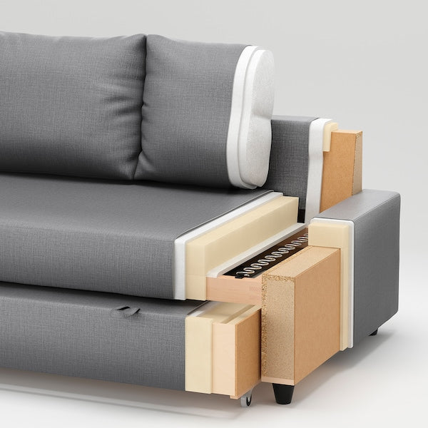 IKEA FRIHETEN / KLAGSHAMN Sleeper sectional,3 seat w/storage, Skiftebo dark gray