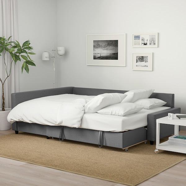 IKEA FRIHETEN / KLAGSHAMN Sleeper sectional,3 seat w/storage, Skiftebo dark gray