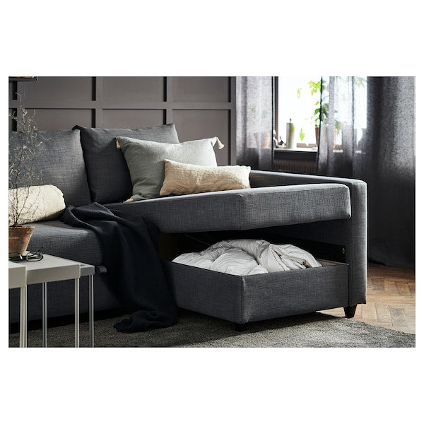 IKEA FRIHETEN / KLAGSHAMN Sleeper sectional,3 seat w/storage, Skiftebo dark gray