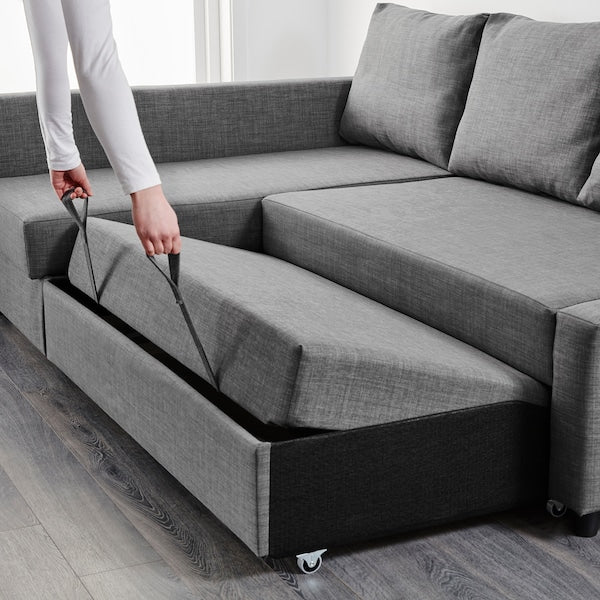 IKEA FRIHETEN / KLAGSHAMN Sleeper sectional,3 seat w/storage, Skiftebo dark gray