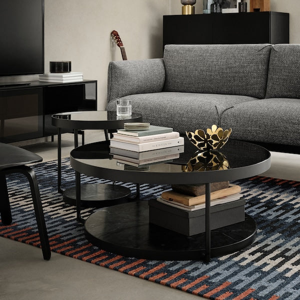IKEA FRÖTORP Coffee table, anthracite marble effect/black glass, 34 5/8 "