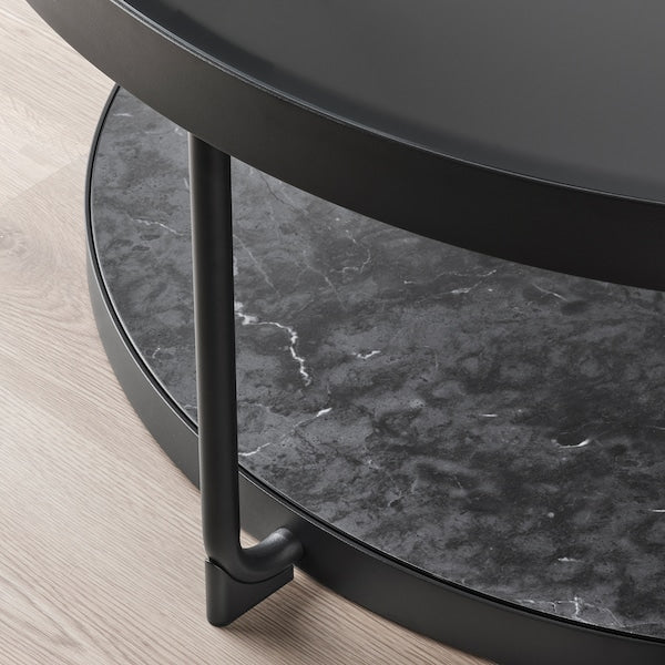 IKEA FRÖTORP Coffee table, anthracite marble effect/black glass, 34 5/8 "