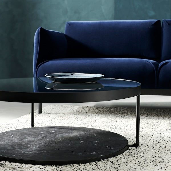 IKEA FRÖTORP Coffee table, anthracite marble effect/black glass, 34 5/8 "