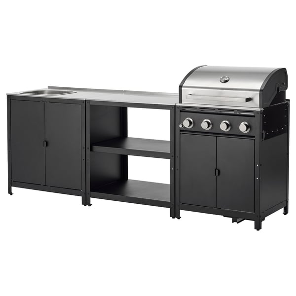 IKEA GRILLSKÄR Outdoor kitchen, stainless steel, 96 1/8x24 "