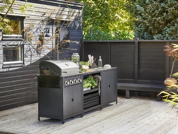 IKEA GRILLSKÄR Outdoor kitchen, stainless steel, 96 1/8x24 "