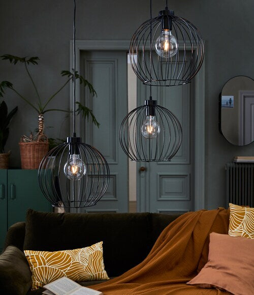 IKEA GRINDFALLET Pendant lamp, black, 12 "