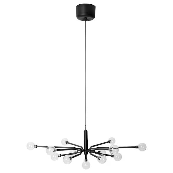 IKEA GRINSBYN Chandelier w light bulbs, 13-arm, black