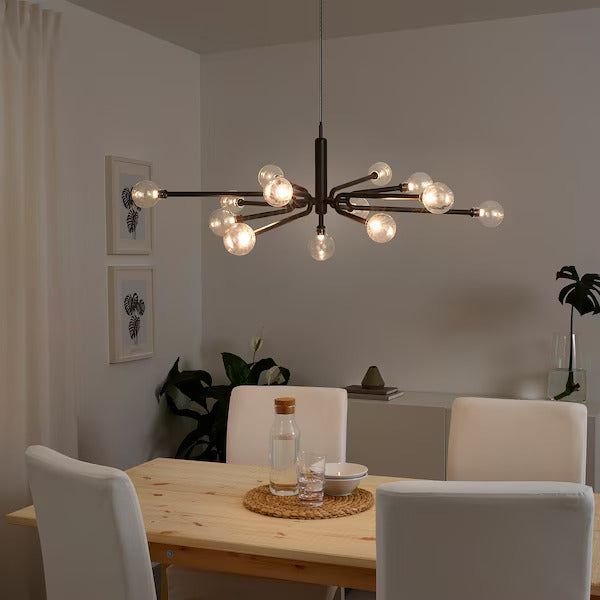 IKEA GRINSBYN Chandelier w light bulbs, 13-arm, black