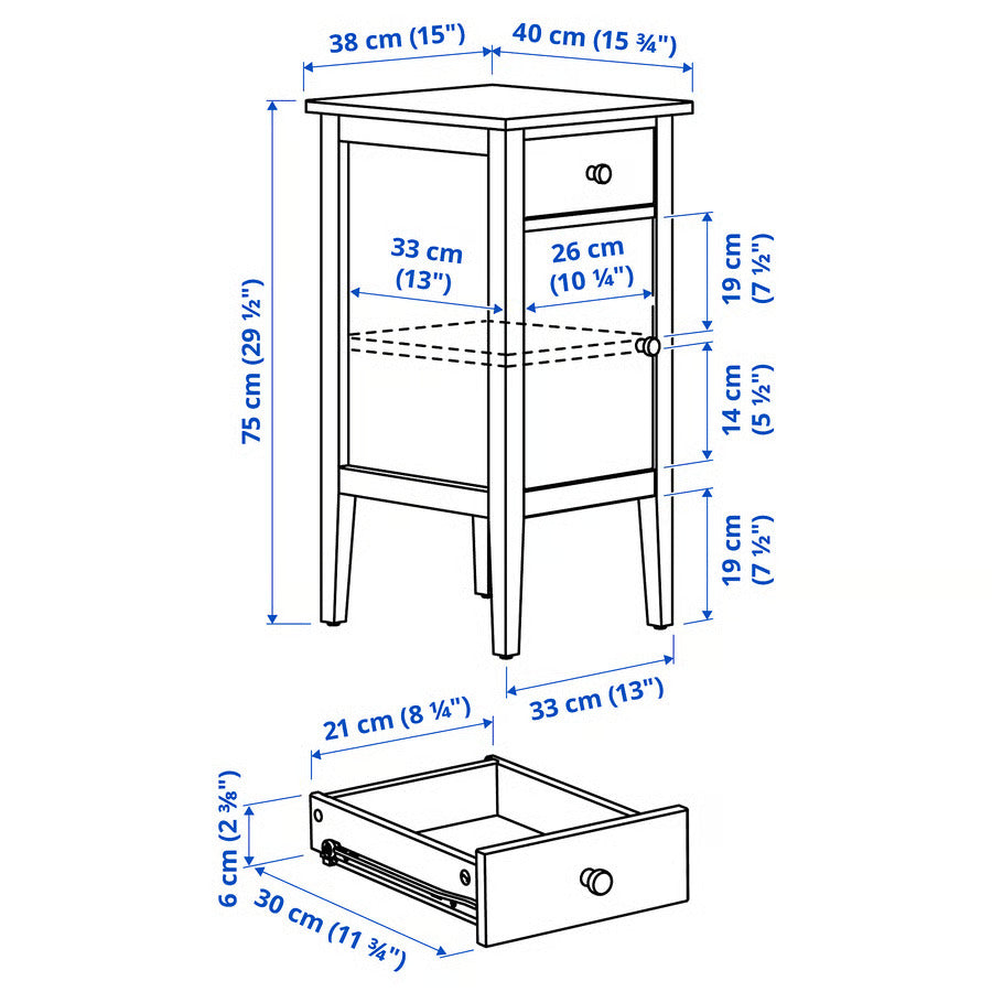 IKEA GULLABERG Nightstand, with 1 drawer with door/gray, 15x15 3/4x29 1/2 "