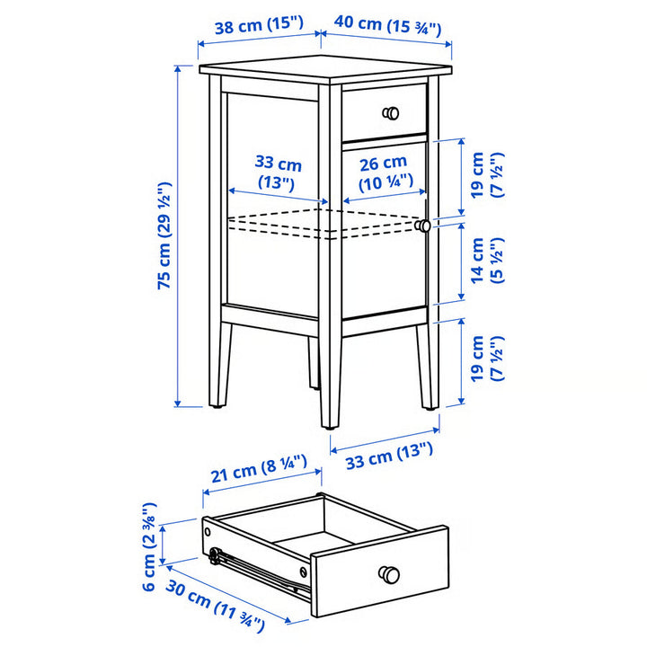IKEA GULLABERG Nightstand, with 1 drawer with door/gray, 15x15 3/4x29 1/2 "