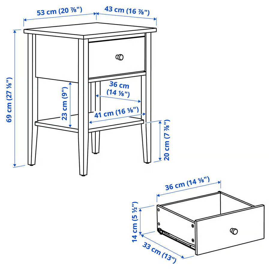 IKEA GULLABERG Nightstand, with 1 drawer with shelf/gray, 20 7/8x16 7/8x27 1/8 "