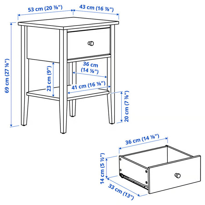 IKEA GULLABERG Nightstand, with 1 drawer with shelf/gray, 20 7/8x16 7/8x27 1/8 "