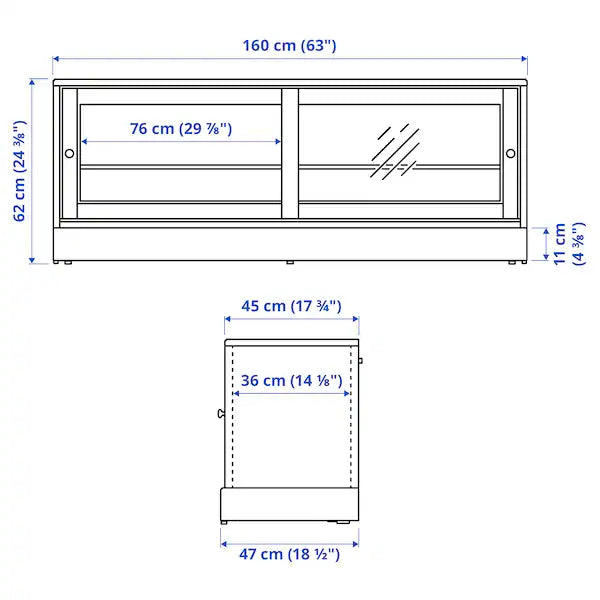 IKEA HAVSTA TV storage combination/glass doors, black, 126 3/4x18 1/2x83 1/2 "