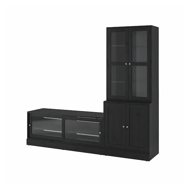 IKEA HAVSTA TV storage combination/glass doors, black, 94 7/8x18 1/2x83 1/2 "